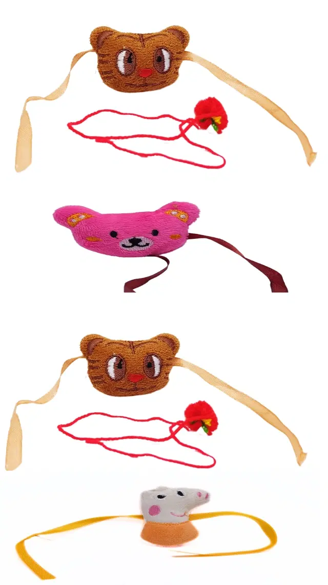 Synthetic Rakhi for Kids (Multicolor, Pack of 5)