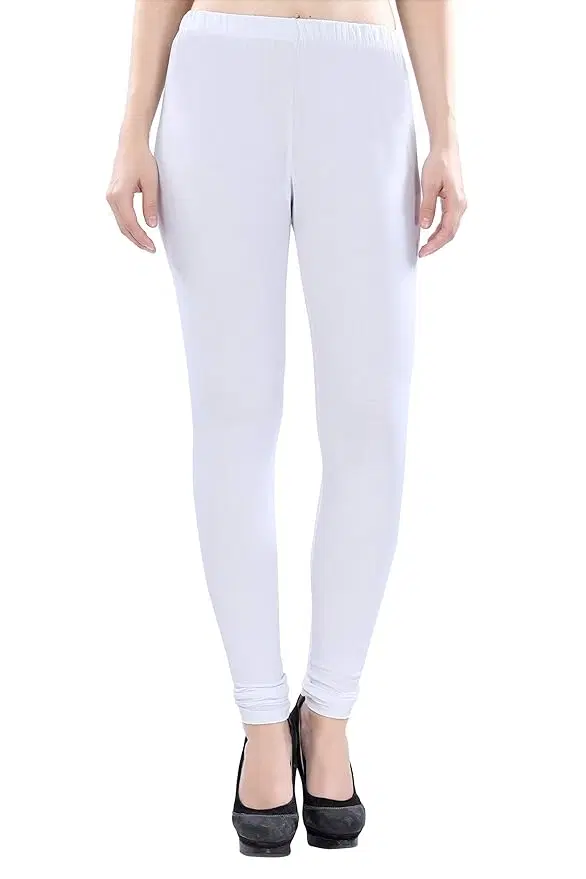 Stretchable Cotton Blend Churidars for Women ,White (XL)