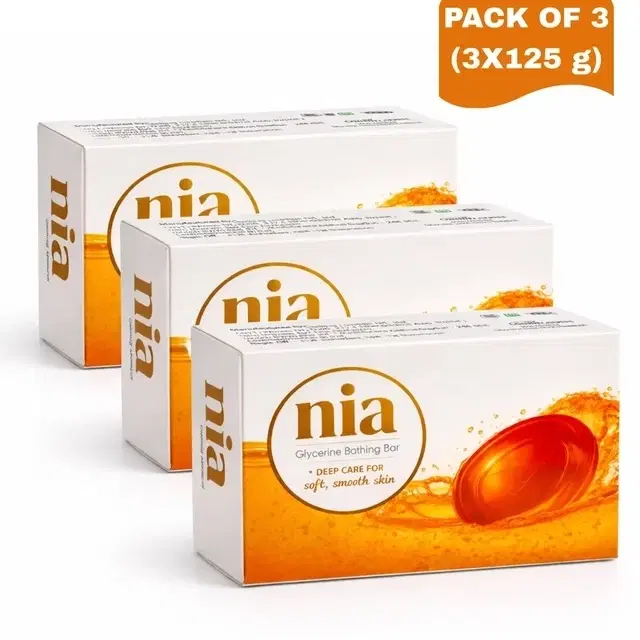 Nia Glycerine Bathing Soap 3X125g (Pack of 3)