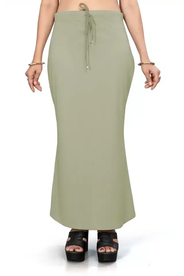 Lycra Solid Saree Petticoat for Women (Green, S)
