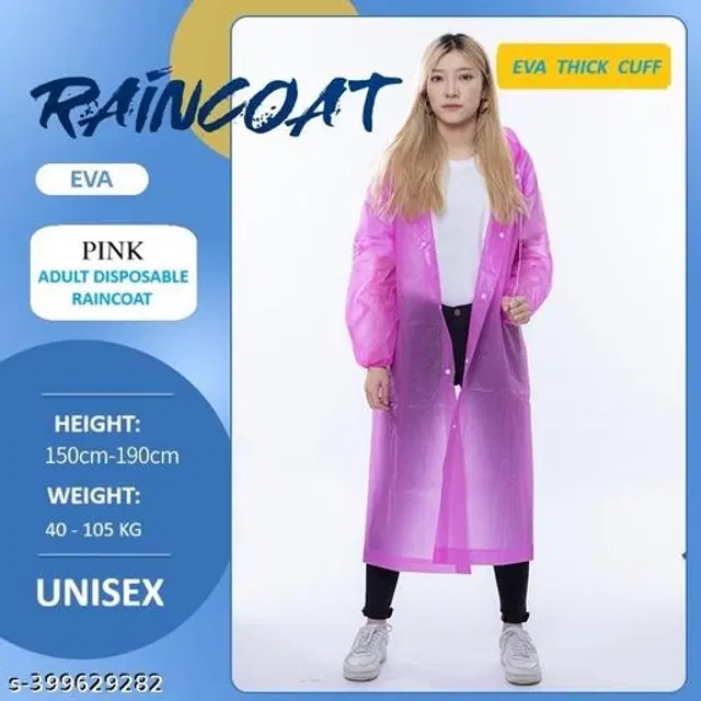 Polyester Rain Coat for Men & Women, Pink, Free Size