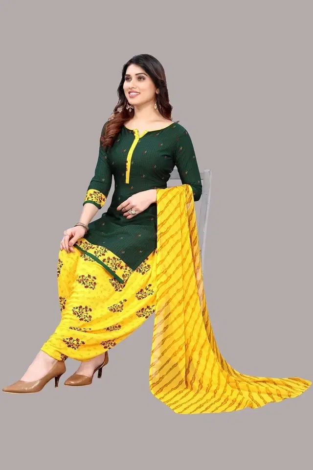 Unstitched Dress Material for Women & Girls (Green)