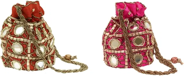 Non Woven Handcrafted Potli, Multicolor, Pack of 2