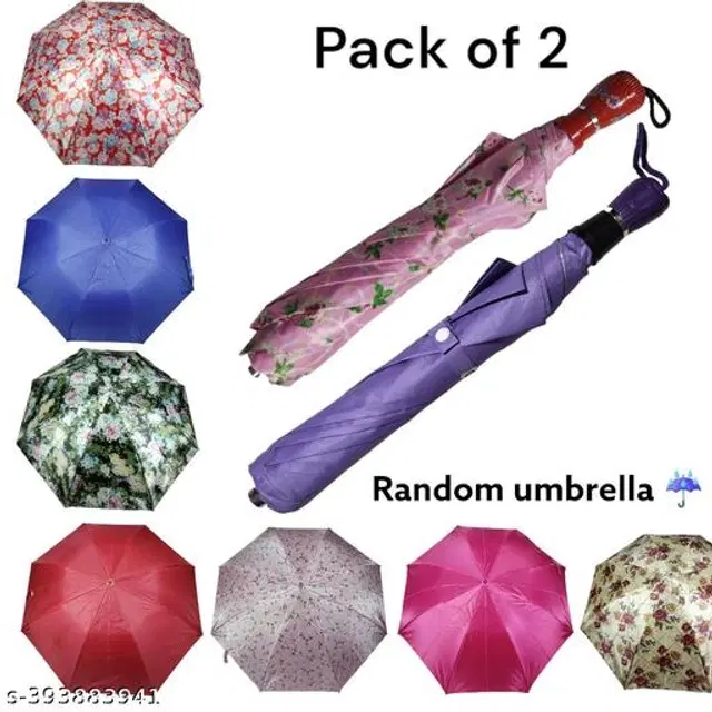 Polyester Foldable Umbrella, Assorted, Pack of 2