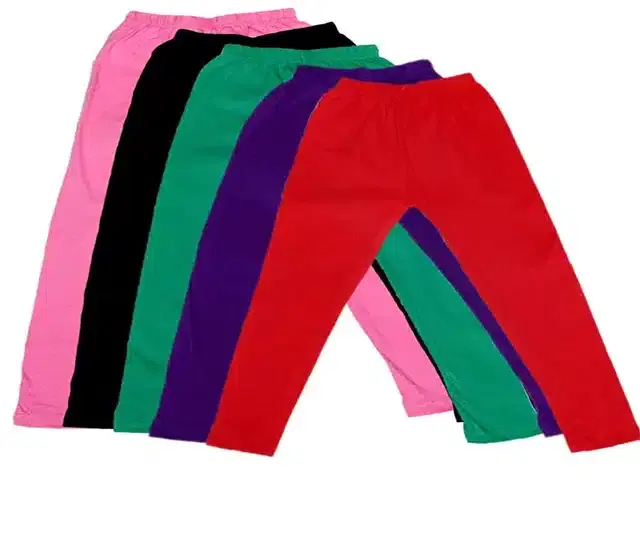 Soft & Comfortable Leggings for Girls, Pack of 5 (Multicolor, 2-3 Years)