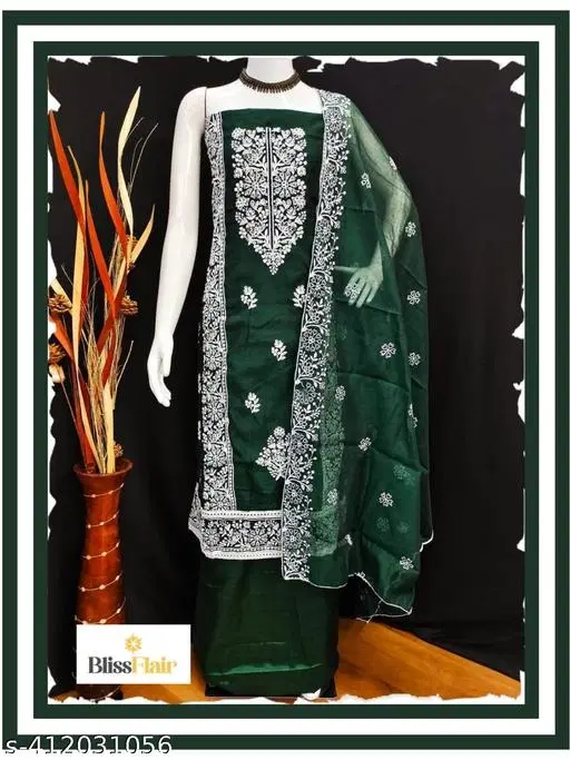 Modal Embroidered Punjabi/All Over Suits for Women (Green, Un Stitched)