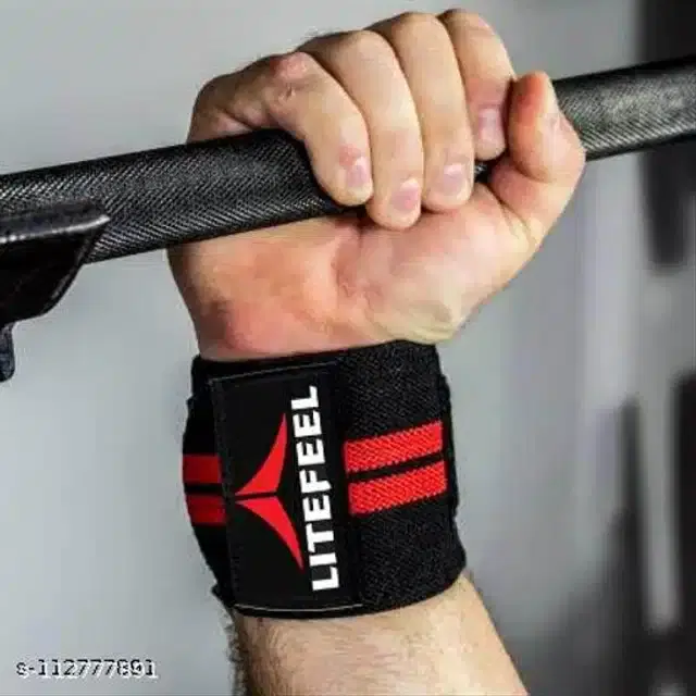 Polyester Wrist Support Band, Red & Black, Set of 1