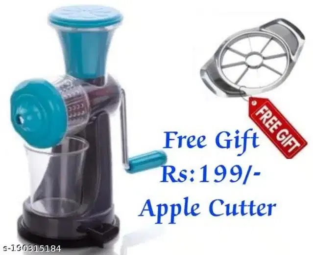 Plastic Manual Hand Juicer with Apple Cutter, Multicolor, Set of 2