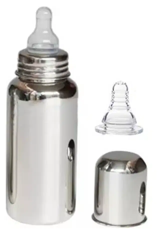 Stainless Steel Feeding Bottle for Kids, Grey, 250 ml