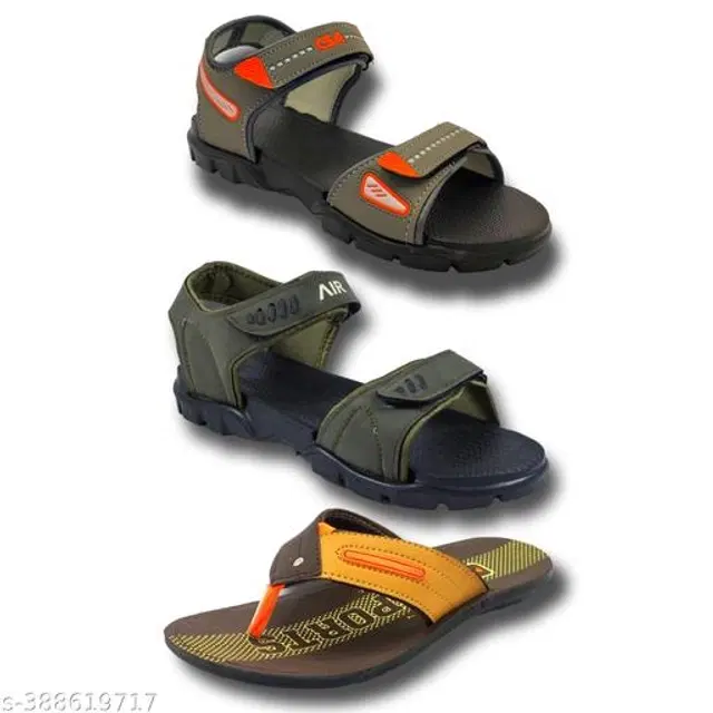 Sandals with Flipflop for Men, Pack of 3 (Multicolor, 6)