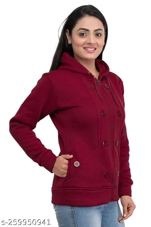 Polyester Sweater for Women (Maroon, M)