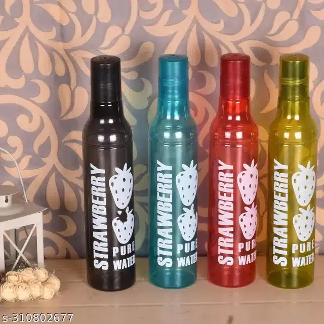 Plastic Water Bottles Set, Pack of 4, Multicolor, 500 ml