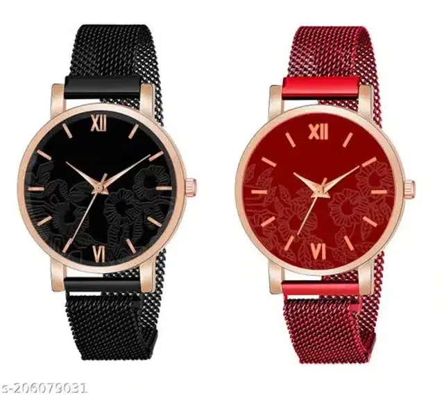 Analog Watch for Women, Pack of 2 (Multicolor)