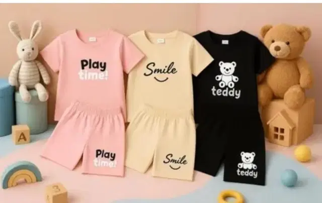 Cotton Blend Printed Clothing Set for Girls, Multicolour, Pack of 3 (0-6  Months)