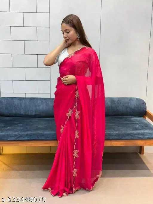 Silk Printed Saree for Women, Red (6.3 M)