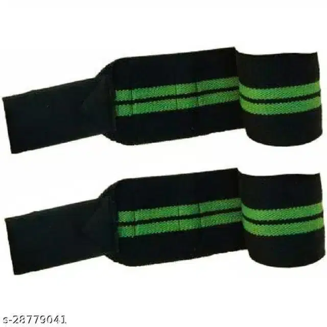 Wrist Support Bands, Black & Green, Free Size, Set of 1