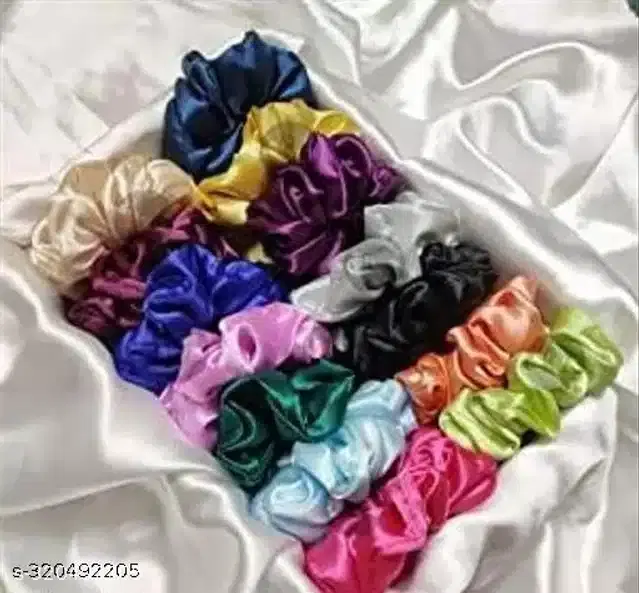 Satin Hair Bands for Women, Pack of 12 (Multicolor)
