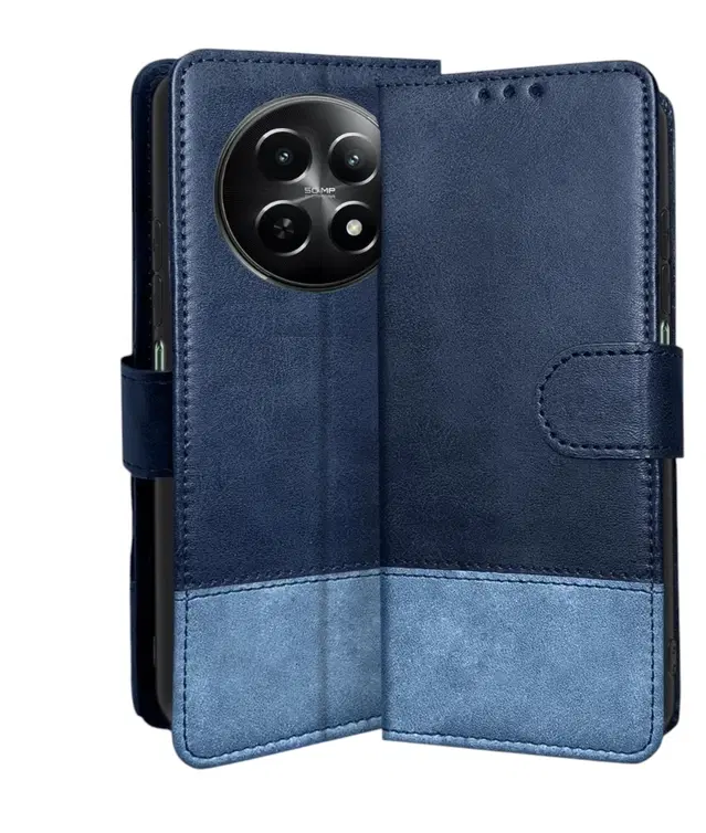 Artificial Leather Flip Cover For Realme Rmx3999 / 12 5G /C65, Blue