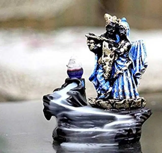 Radha Krishna Smoke Fountain For Home, Temple & Office Table Decoration, Pack Of 1, Blue, RS-011