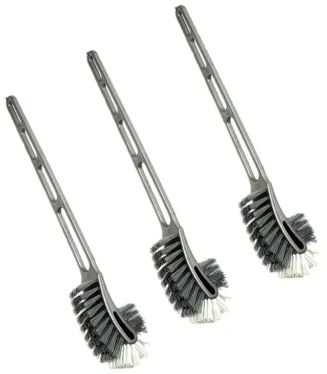 Plastic Long Handle Toilet Brush, Multicolor, Pack of 3