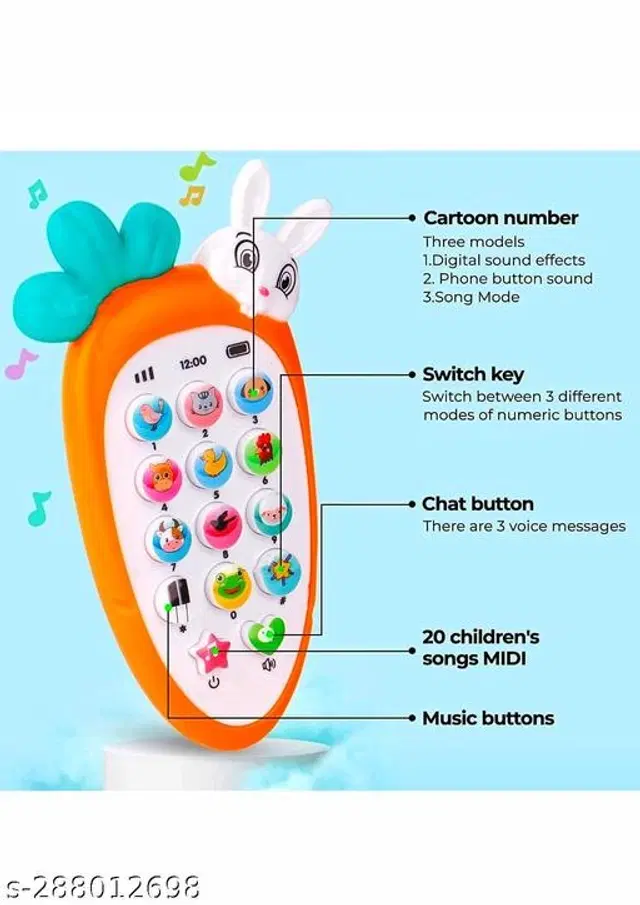 Cordless Feature Mobile Phone Toys for Kids, Orange