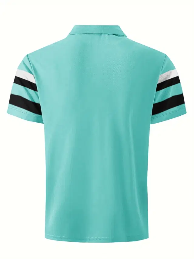 Polo Neck T-Shirt for Men (Blue, S)