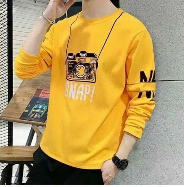 Stylesmyth Casual Cotton Blend Half Sleeves T-shirt For Men (Yellow, M) (S-6)