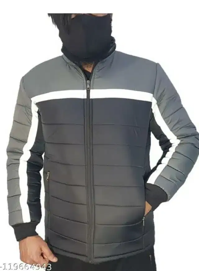 Fancy Full Sleeves Jacket for Men (Black & Grey, M) (ALH-13)