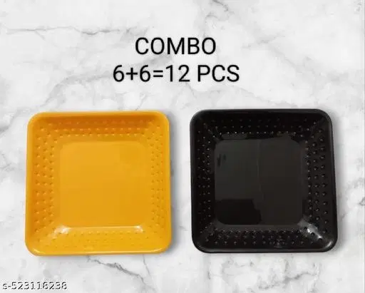 Plastic Plates for Kitchen, Multicolor, Pack of 12