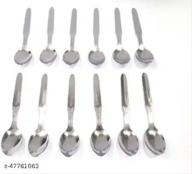 Steel Spoon Set, Silver, Pack of 12