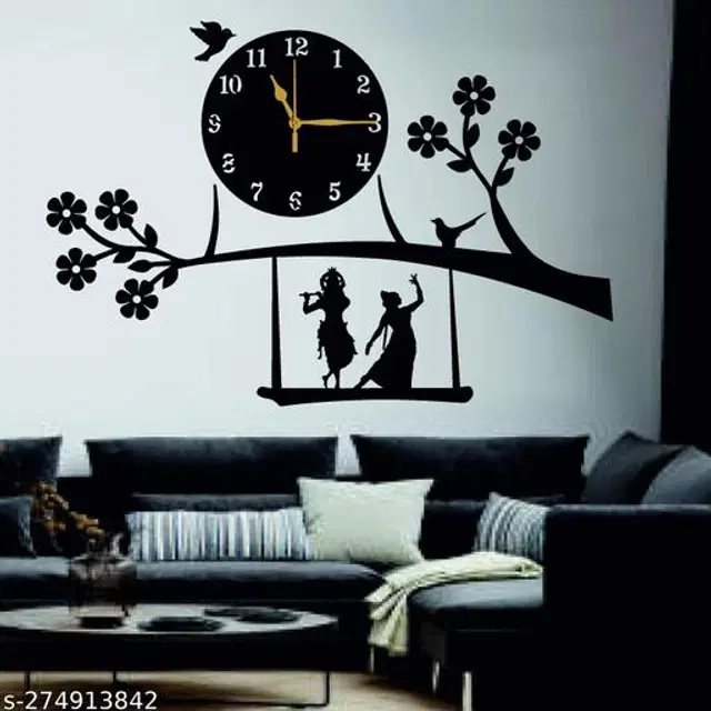 Wooden Wall Clock for Home, Black