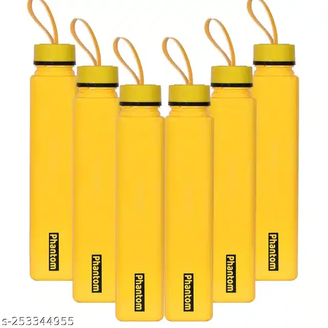 Plastic Water Bottles Set, Pack of 6, Yellow, 1000 ml