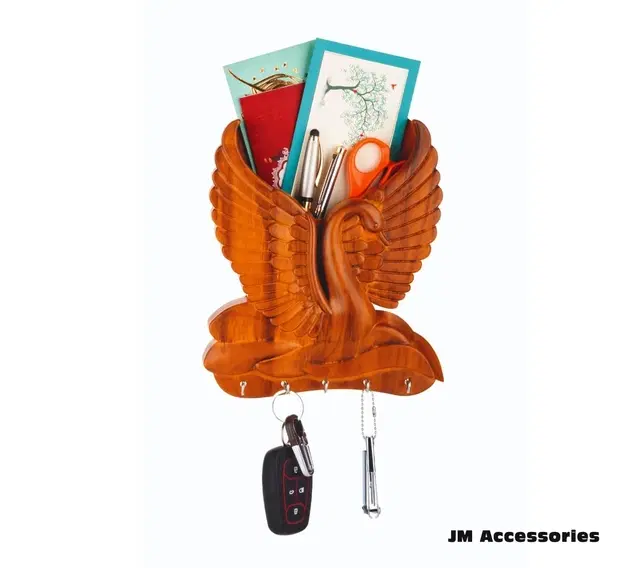 Plastic Wall Mounted Multipurpose Mobile cum Key Holder, Brown