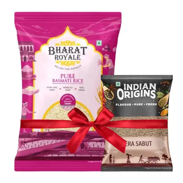 Bharat Royale Pure Basmati Rice 900 g + Indian Origins Jeera Sabut 50 g