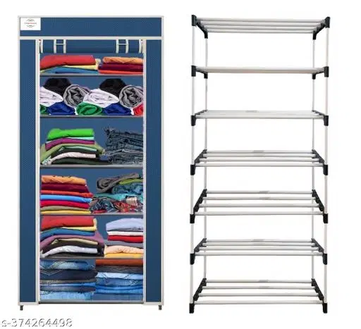 Metal 6 Layer Collapsible Multipurpose Rack, Blue