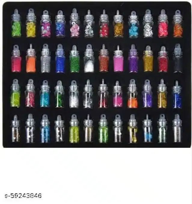 Premium Nail Art Glitter, Multicolor, Pack of 48