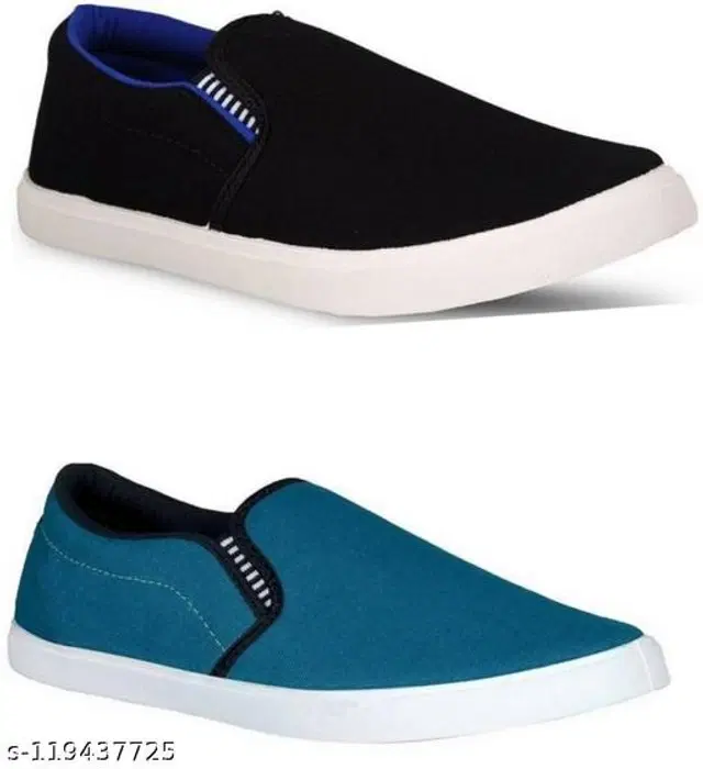 Loafers for Men, Pack of 2 (Black & Blue, 9)