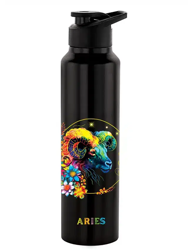 Stainless Steel Insulated Single Wall Water Bottle, Black, 1000 ml