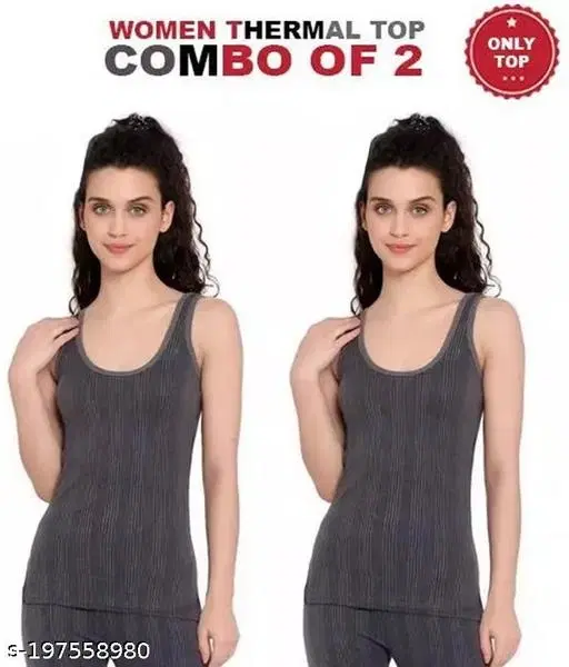 Woolen Thermal Top for Women, Pack of 2 (Dark Grey, XS)