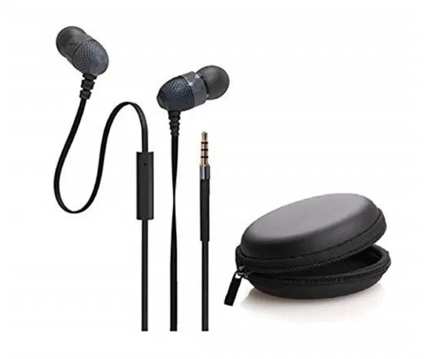 Plastic Headphones with Microphone, Black