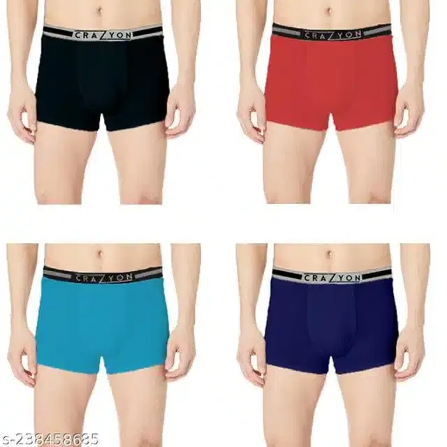 Cotton Trunks for Men, Pack of 4 (Multicolor, 34)
