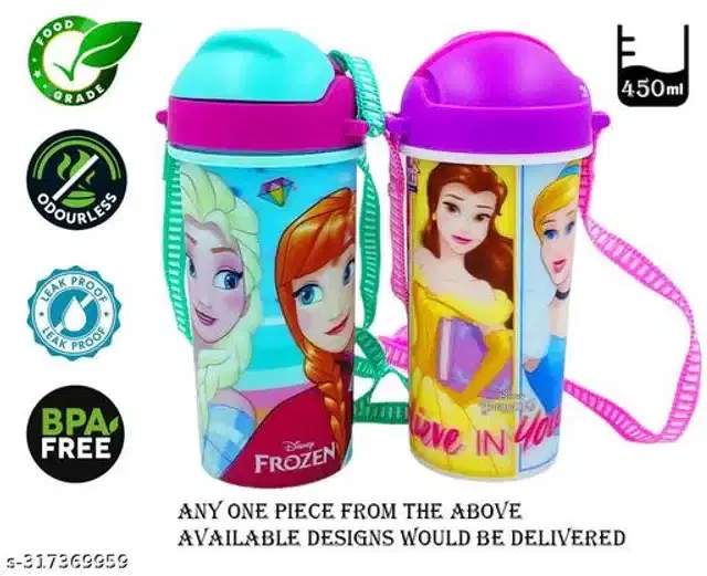 Sipper Water Bottle, Multicolor, 450 ml, Pack of 1