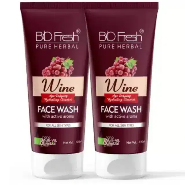 Biofresh Pure Herbal Wine Face Wash, Pack of 2, 120 ml