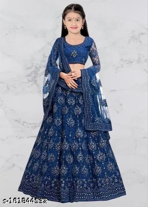 Lehenga Choli for Girls (Blue, 12-13 Years)