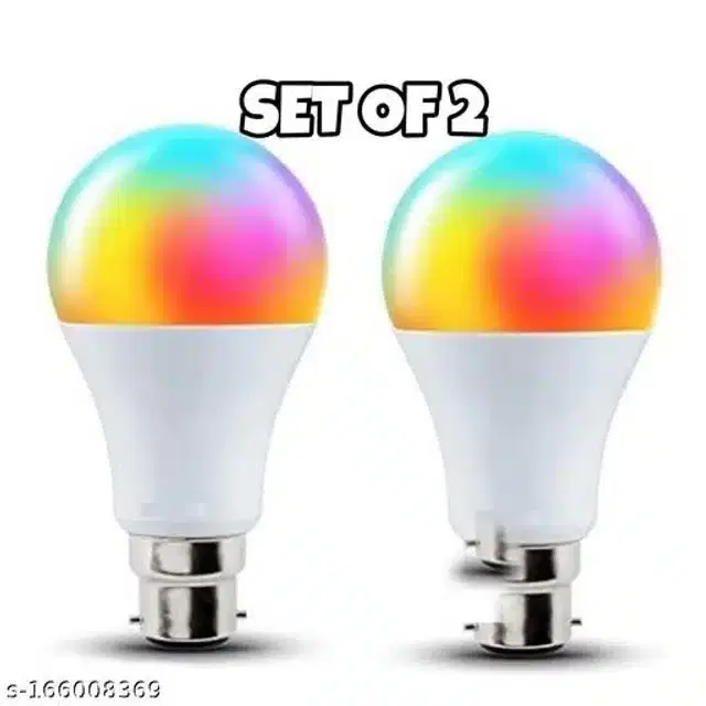 7 in 1 Color Changing LED Bulb, Multicolor, 9 W, Pack of 2