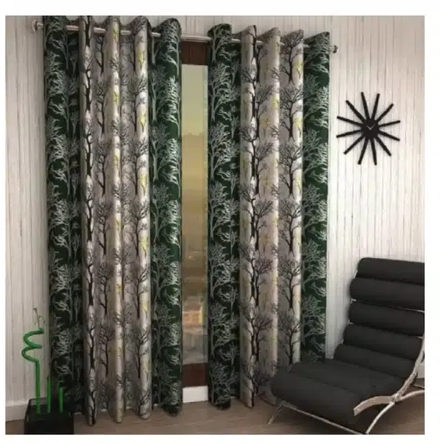 Curtains for Window, Green, 5 feet, Pack of 2