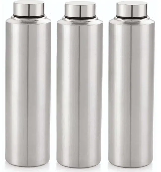Stainless Steel Water Bottle, Silver, 1000 ml, Pack of 3