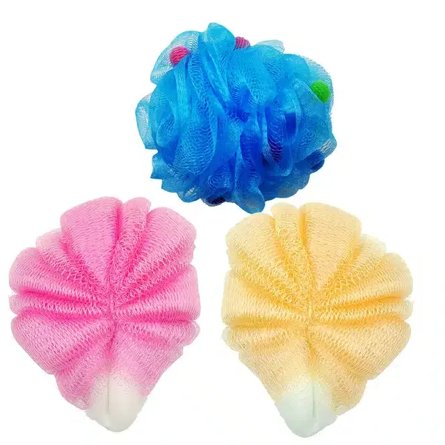 Majestique Loofah with Active Spheres and Oval Loofah Mesh Bath Shower Sponge, Combo of 3, B-13