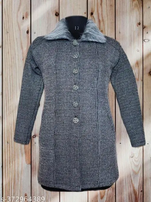 Jacquard Solid Sweater for Women (Grey, Free Size)