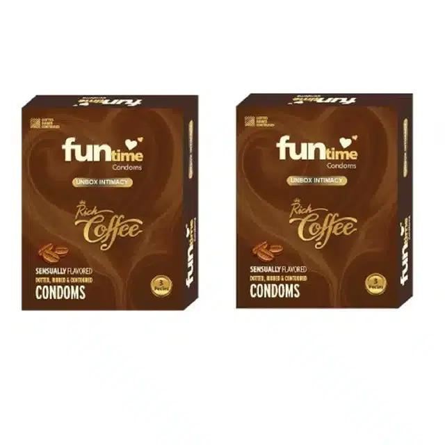 Funtime Rich Coffee Flavored Condoms, Set of 2